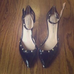Black patent leather with gold studs high heels